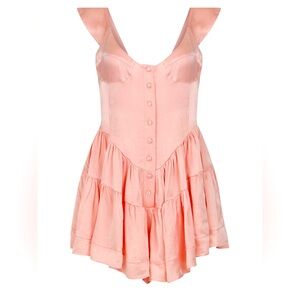 Vanessa Mooney Baby Pink Satin Elisabeth Romper Dress BNWT 1X